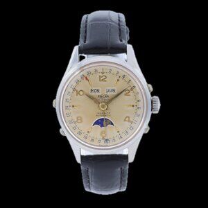 Vintage 32mm Enicar Triple Date Moonphase Men's Automatic Wristwatch Felsa 693